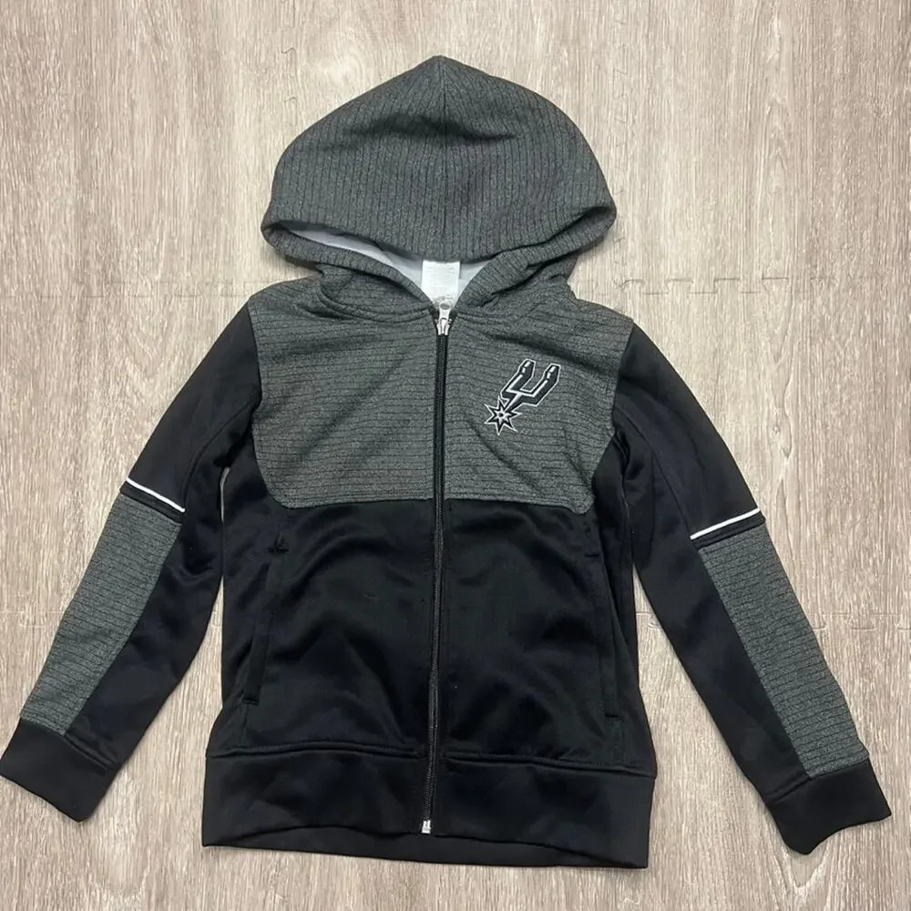 NWT NBA San Antonio Spurs‎ Boys' XS Black Full Zip Hoodie